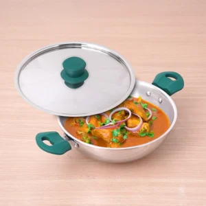 TurboCuk Tri-ply Stainless Steel Wok Kadai, Premium Quality, 3 Layer Thick Body, 100% Toxin-free, Non-stick, 1.3L, 18cm (KC-TP-WO-003)