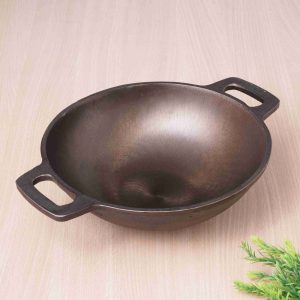 (KC-FE-KA-024) Super Smooth Cast Iron Kadai 1/1.3L (Wok Model), Pre-seasoned, Nonstick, 100% Pure, Toxin-free