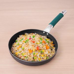 KC-FE-FP-009 Pure Sheet Iron Frying pan 2/2.5 L, Steel Cool Touch Handle & Silicone Grip, Pre-seasoned, Toxin-free, Induction
